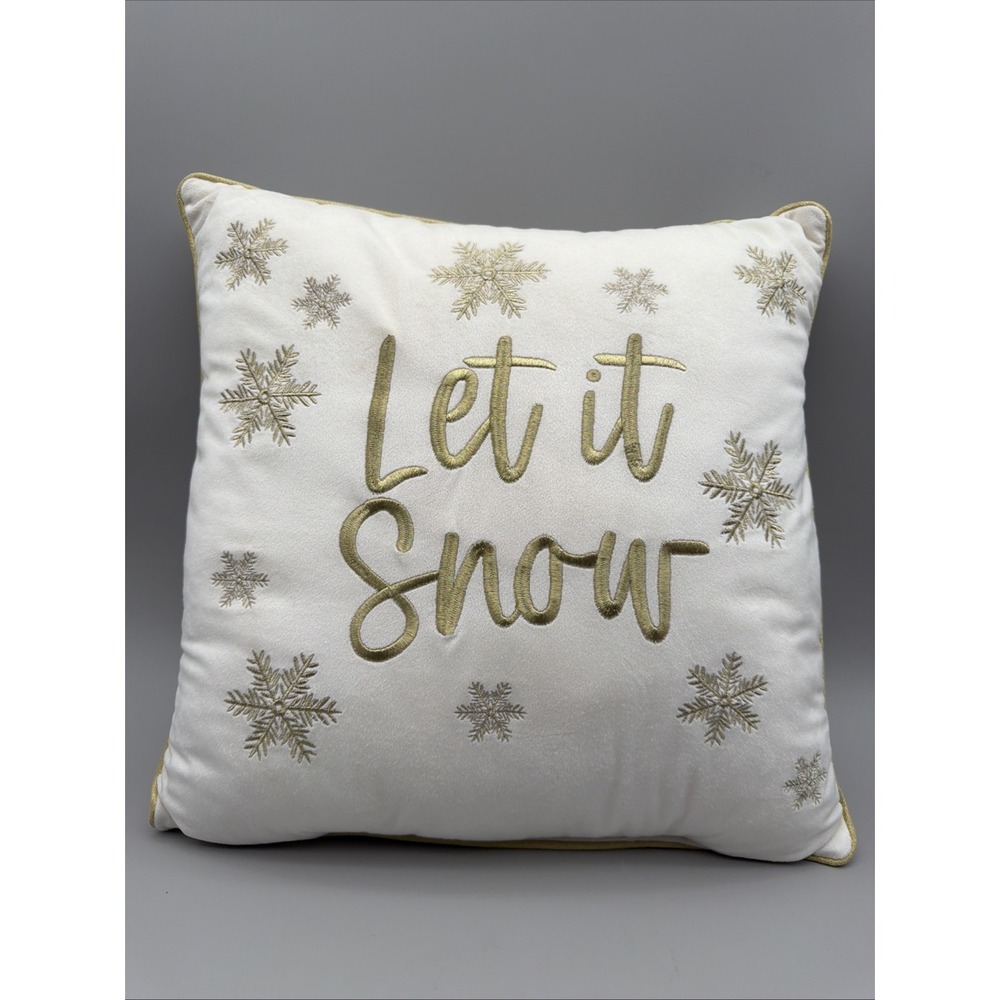 Let It Snow 18"x18" Throw Pillow By Holiday Living White Gold